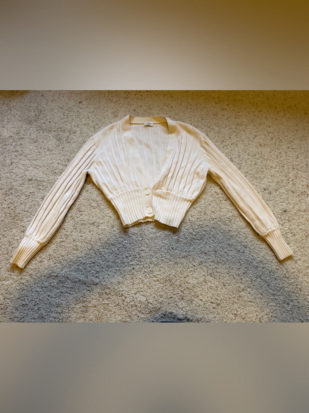 Wilfred Cream Ribbed Knit Cardigan